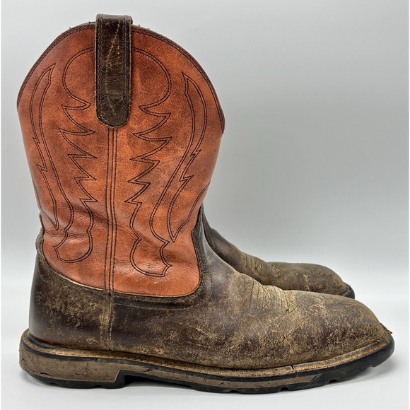Ariat Other - Ariat Men's Western Work Boots Brown Leather Square Toe Size 12D Distressed